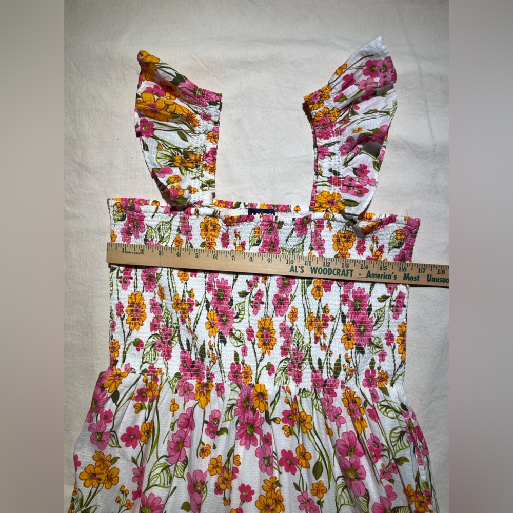 Lands End NWOT White Floral Cotton Smocked Tiered Dress Sz XL - Picture 8 of 10